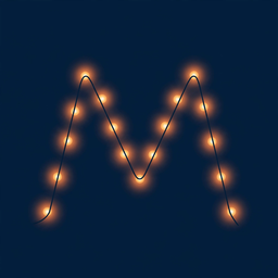 Glowing Christmas lights forming the letter M